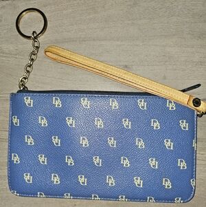 Dooney & Bourke Blue Wristlet with Gold Logo